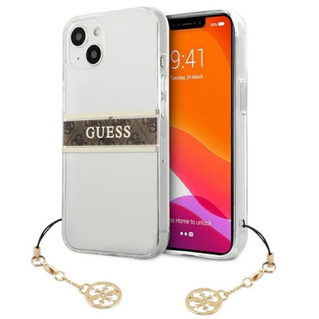 Guess 4G Stripe Brown Charm - Etui iPhone 13 (przezroczysty)
