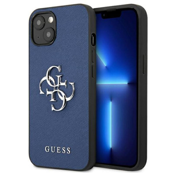 Guess Saffiano 4G Big Silver Logo - Etui iPhone 13 (niebieski)