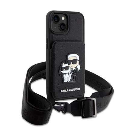 Karl Lagerfeld Crosssbody NFT Saffiano Karl & Choupette - Etui iPhone 14 Plus (Czarny)