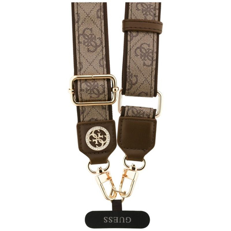 Guess Universal Crossbody Strap 4G Tether Patch Strass Metal Logo - Uniwersalny pasek / smycz do telefonu (brązowy)
