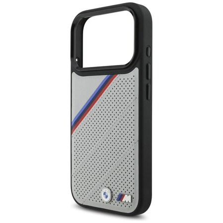 BMW M Tricolor Metal Logo MagSafe - Etui iPhone 17 Pro (szary)