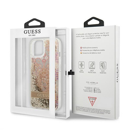 Guess Liquid Glitter Paisley - Etui iPhone 13 (złoty)
