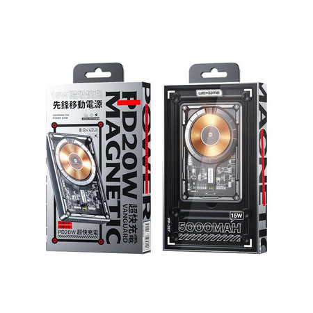 WEKOME WP-287 Vanguard Series - Power bank indukcyjny 5000 mAh Fast Charging PD 20W MagSafe (Czarny)