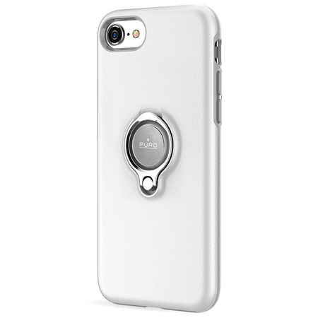 PURO Magnet Ring Cover - Etui iPhone SE (2022 / 2020) / 8 / 7 z magnetycznym uchwytem na palec (biały)