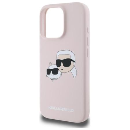 Karl Lagerfeld Silicone Double Heads Print MagSafe - Etui iPhone 16 Pro (różowy)