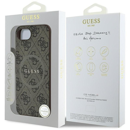 Guess 4G Ring Classic Logo MagSafe - Etui do iPhone 16e (brązowy)