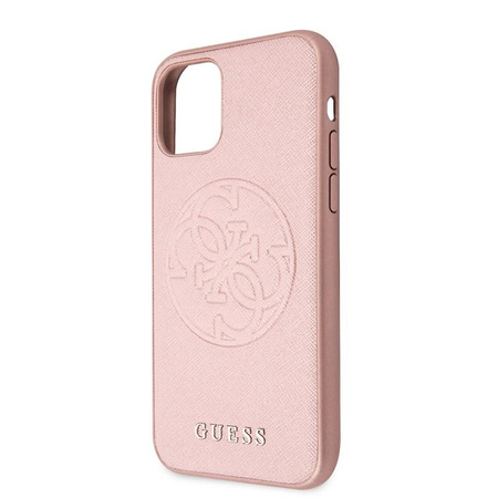 Guess Saffiano 4G Circle Logo - Etui iPhone 11 Pro (różowy)