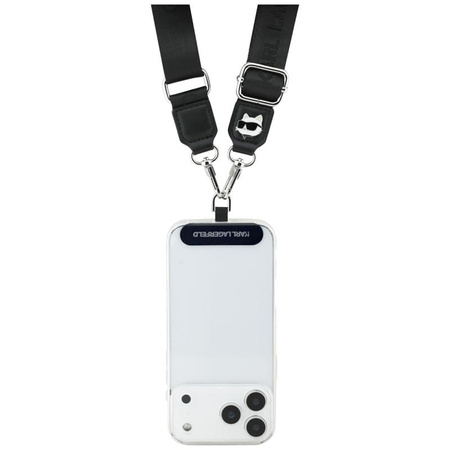 Karl Lagerfeld Universal Crossbody Strap Tether Patch Choupette Metal Logo - Uniwersalny pasek / smycz do telefonu (czarny)