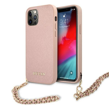 Guess Saffiano Chain - Etui iPhone 12 Pro Max (różowy)