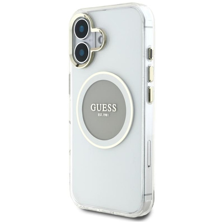 Guess IML Metal Colored Circle Classic Logo MagSafe - Etui do iPhone 16 (szary)