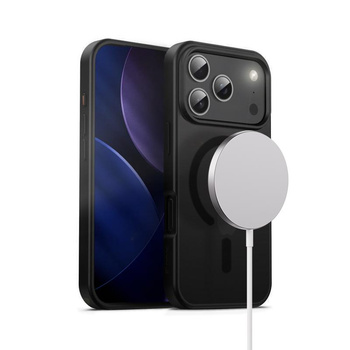 Crong Hybrid Frost MAG Cover - Etui MagSafe iPhone 17 Pro (czarny)