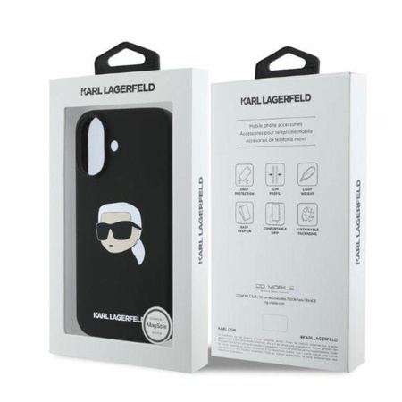 Karl Lagerfeld Silicone Karl Head Print MagSafe - Etui iPhone 16 (czarny)