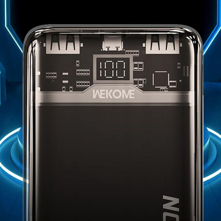 WEKOME WP-351 Vanguard Series - Power bank 20000 mAh PD 20W + QC 22.5W (Czarny / Przezroczysty)