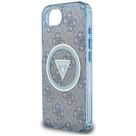 Guess IML Metal Glitter 4G Circle Triangle MagSafe - Etui do iPhone 16e (niebieski)