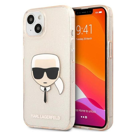 Karl Lagerfeld Karl’s Head Glitter - Etui iPhone 13 (złoty)