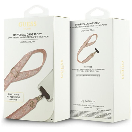 Guess Universal Crossbody Strap 4G Tether Patch Strass Metal Logo - Uniwersalny pasek / smycz do telefonu (różowy)