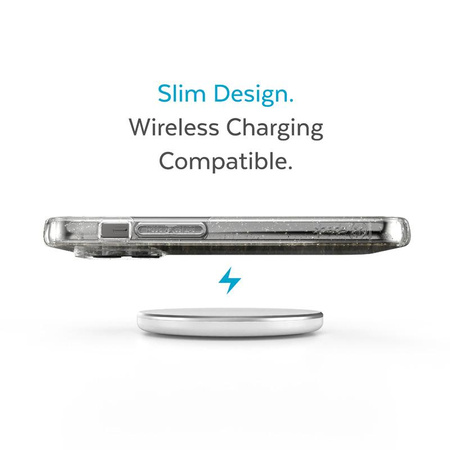 Speck Presidio Perfect-Clear with Glitter - Etui iPhone 14 Pro z powłoką MICROBAN (Clear / Gold Glitter)