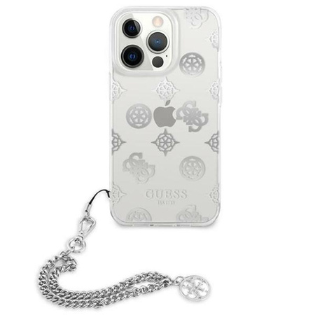 Guess Peony Chain Handle - Etui iPhone 13 Pro (srebrny)