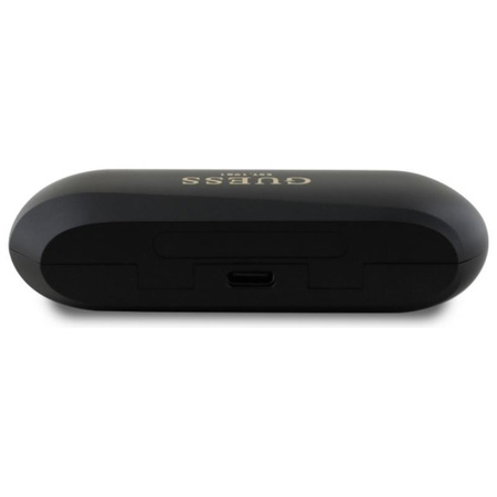 Guess Elongated Metalic Printed Logo - Słuchawki Bluetooth TWS + etui ładujące (czarny)