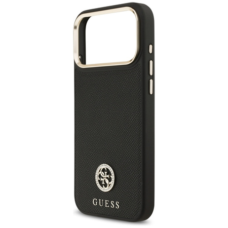 Guess Grained Strass Logo MagSafe - Etui iPhone 17 Pro Max (czarny)