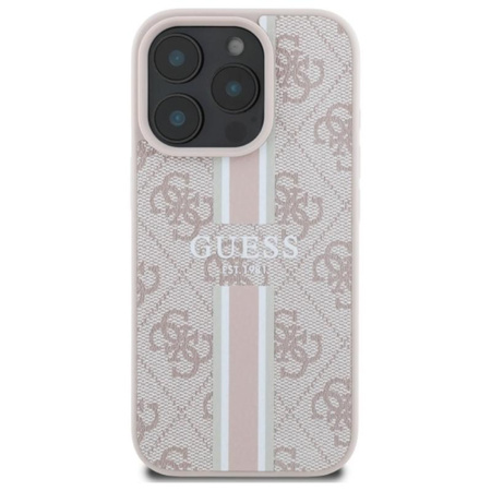 Guess 4G Printed Stripes MagSafe - Etui iPhone 16 Pro Max (różowy)