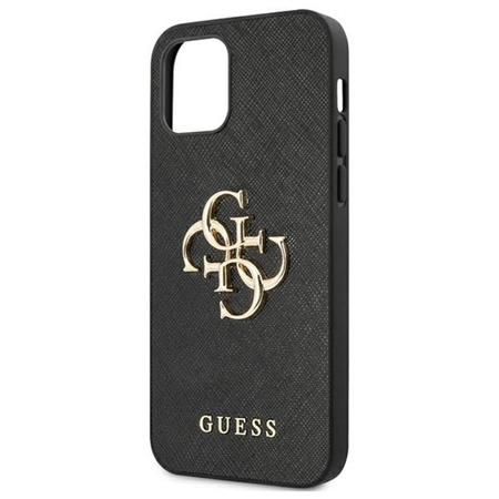 Guess Saffiano 4G Big Metal Logo - Etui iPhone 12 Pro Max (czarny)