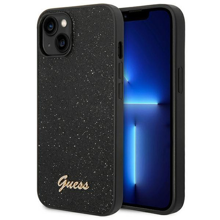 Guess Glitter Flakes Metal Logo Case – Etui iPhone 14 (czarny)