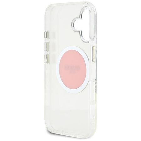 Guess IML Metal Colored Circle Classic Logo MagSafe - Etui do iPhone 16 (różowy)