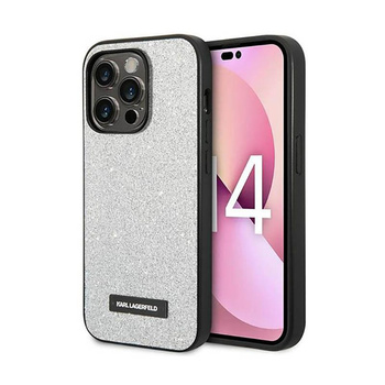 Karl Lagerfeld Glitter Plaque Logo - Etui iPhone 14 Pro Max (srebrny)