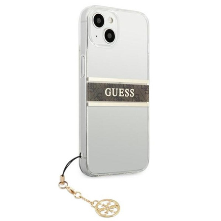 Guess 4G Stripe Brown Charm - Etui iPhone 13 (przezroczysty)