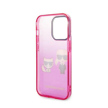 Karl Lagerfeld Gradient Ikonik Karl & Choupette - Etui iPhone 14 Pro (różowy)