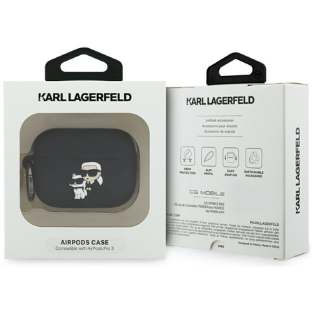Karl Lagerfeld Silicone Karl & Choupette Head 3D - Etui AirPods Pro 3 (czarny)