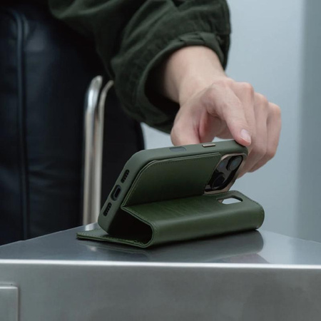 Moshi Overture MagSafe - Skórzane etui 3w1 z klapką iPhone 17 Pro Max (Moss Green)