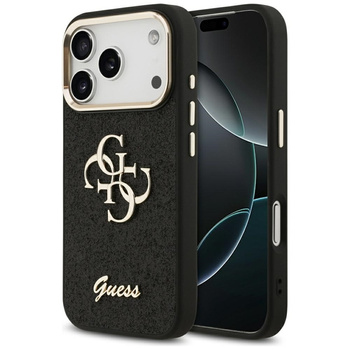 Guess Fixed Glitter Big 4G Metal Frame - Etui iPhone 17 Pro (czarny)