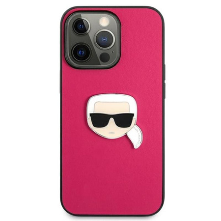 Karl Lagerfeld PU Leather Karl's Head Metal - Etui iPhone 13 Pro (różowy)
