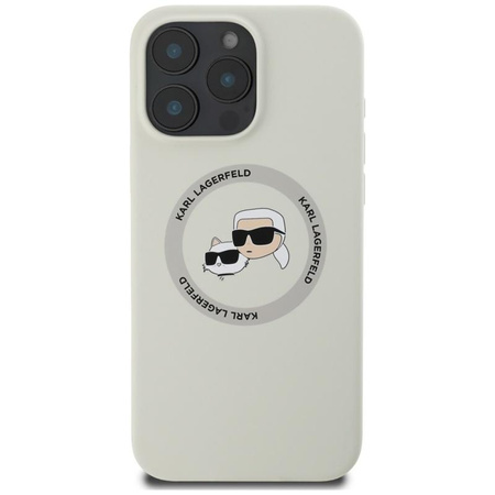 Karl Lagerfeld Silicone Double Heads And Circle MagSafe - Etui do iPhone 16 Pro (beżowy)
