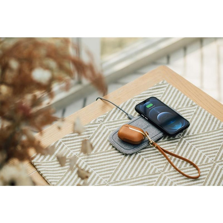 Moshi Sette Q - Podwójna bezprzewodowa ładowarka indukcyjna Qi do iPhone i Android (Nordic Grey)