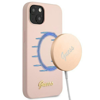 Guess Silicone Script MagSafe - Etui iPhone 13 (różowy)