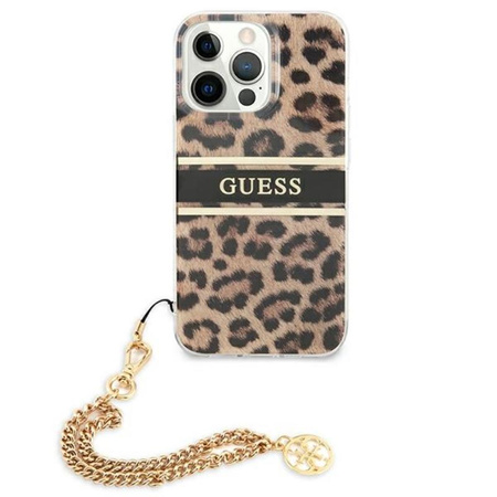 Guess Leopard Gold Chain - Etui iPhone 13 Pro Max
