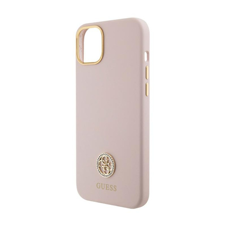 Guess Silicone Logo Strass 4G - Etui iPhone 15 Plus (różowy)