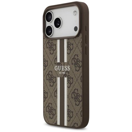 Guess 4G Printed Stripes MagSafe - Etui iPhone 17 Pro Max (brązowy)