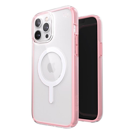 Speck Presidio Perfect-Clear with Impact Geometry + MagSafe - Etui iPhone 13 Pro Max z powłoką MICROBAN (Clear/Rosy Pink)