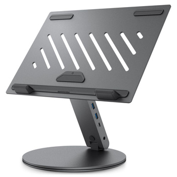 Spigen LD204H Laptop Stand Hub - Podstawka / stojak pod laptopa z Hubem 6 w 1 (Space Grey)