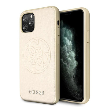 Guess Saffiano 4G Circle Logo - Etui iPhone 11 Pro (złoty)