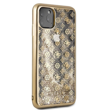 Guess 4G Peony Liquid Glitter - Etui iPhone 11 Pro Max (złoty)