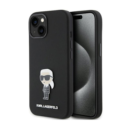 Karl Lagerfeld Silicone Ikonik Metal Pin - Etui iPhone 15 (czarny)