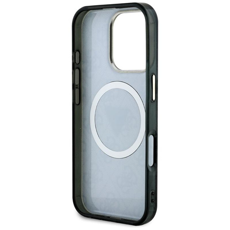 Guess IML Metal Glitter 4G Circle Triangle MagSafe - Etui do iPhone 16 Pro (czarny)