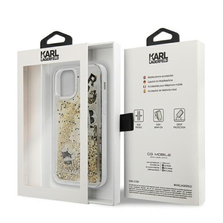 Karl Lagerfeld Glitter Liquid Floating Charms - Etui iPhone 12 mini (Gold Floating Charms)