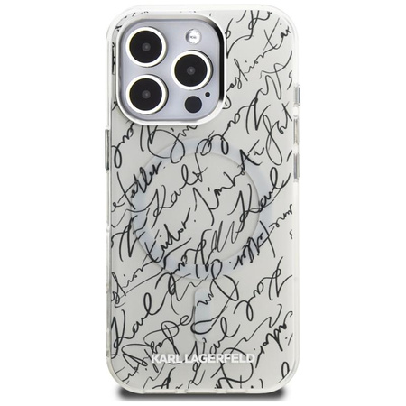 Karl Lagerfeld IML Karl Script Pattern MagSafe - Etui iPhone 16 Pro Max (biały)