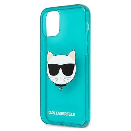 Karl Lagerfeld Choupette Head - Etui iPhone 12 / iPhone 12 Pro (fluo niebieski)